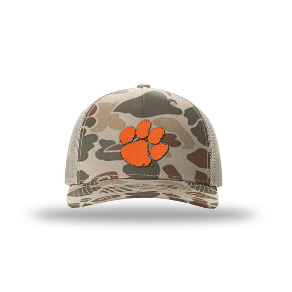 Richardson 112 Trucker Hat in Duck Camo with 3-D Puff Paw