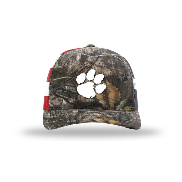 Richardson 112 Trucker Hat Camo with 3-D White Puff Paw