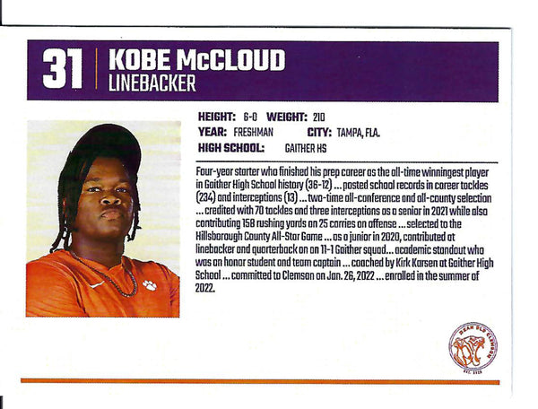 Kobe McCloud Freshman Card