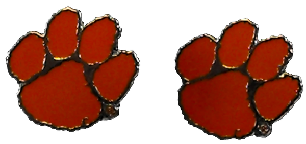Clemson Orange Enamel Paw Earrings