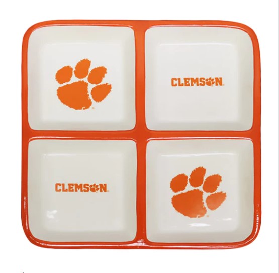 Clemson 4-Section Square Tray