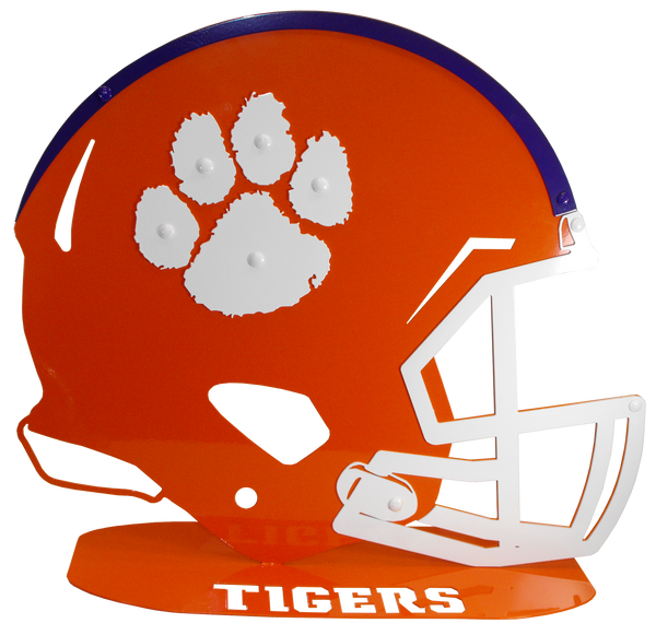 Clemson University Orange Metal Football Helmet clemsonframeshop