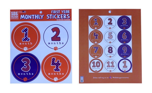 Clemson Baby's First Year Monthly Stickers