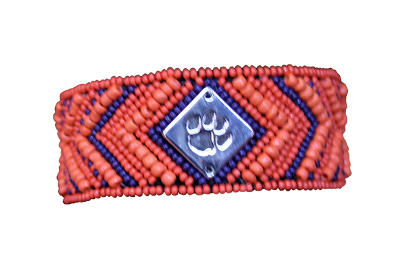 Clemson Beaded Cuff Bracelet