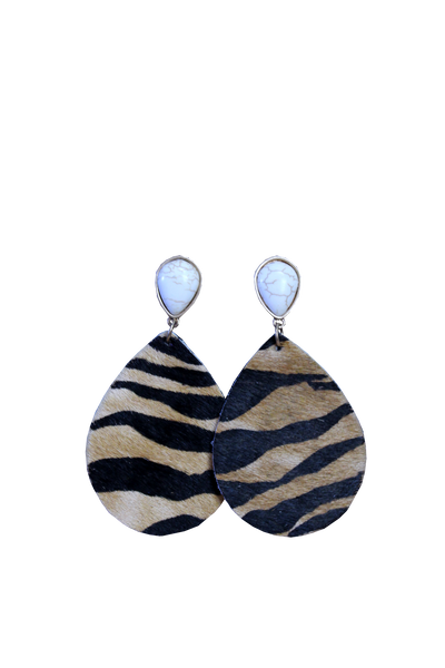 Tiger Earrings - Tiger Stripe and Stone