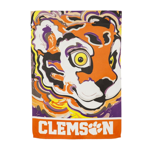 Clemson Abstract Tiger House Flag