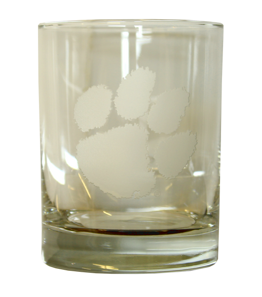 Clemson Deep Etch 14 Oz. Rocks Glass