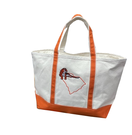 Large Boat Tote with Embroidered Tiger