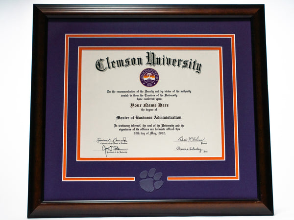 Clemson Diploma Frame Style Style #40