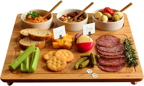 Three Bowl Charcuterie Board with Paw