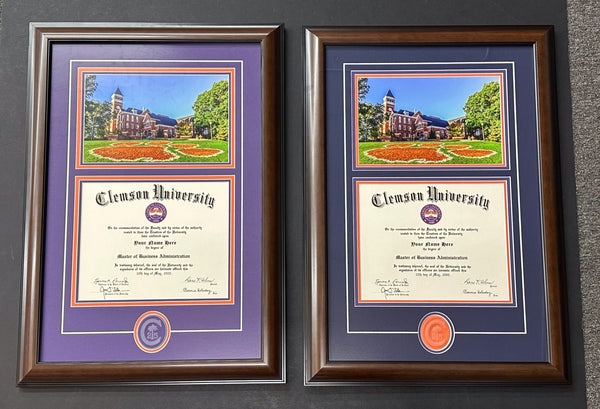 Clemson Diploma Frame - Tiger Paw Tillman Style #97B