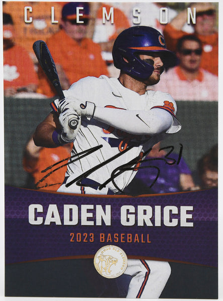Caden Grice Signed Dear Old Clemson Card