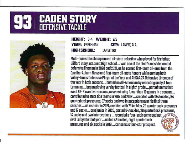 Caden Story Freshman Card