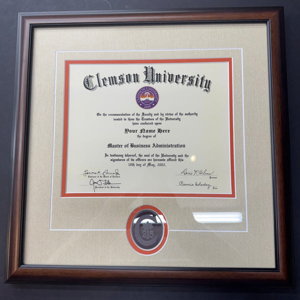 Clemson Diploma Frame - Style #47