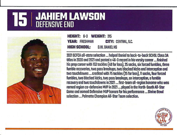Signed Jahiem Lawson Card
