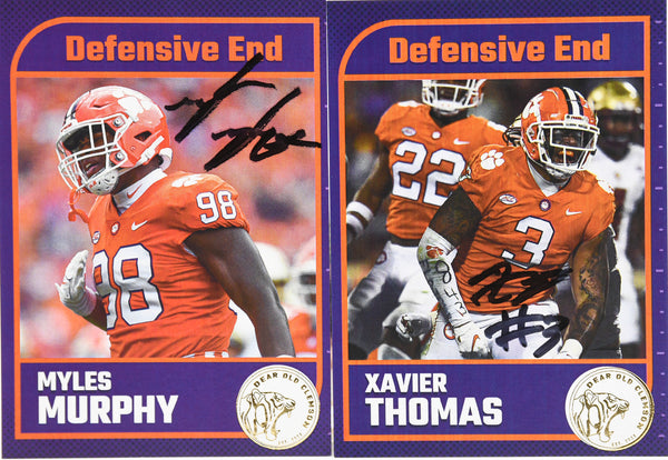 Tiger Sack Pack - Signed Myles Murphy and Xavier Thomas Dear Old Clemson Cards