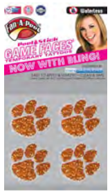 Clemson University Glitter Temporary Paw Tattoos