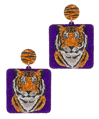 Tiger Square Glitter Earrings