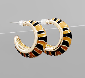 Tiger Print Mini Hoops