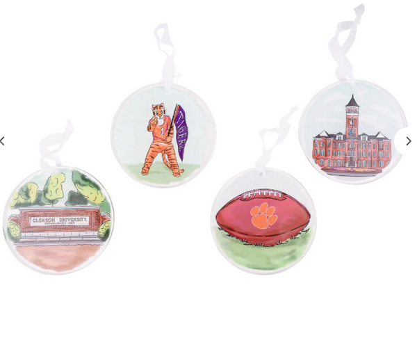 Clemson Ornament Set of 4