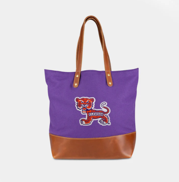 Wool Tote in Purple with Vault Tiger Patch