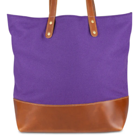 Wool Tote in Purple with Vault Tiger Patch