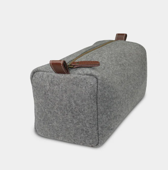 Wool Dopp Kit in Grey with Vault Tiger Patch