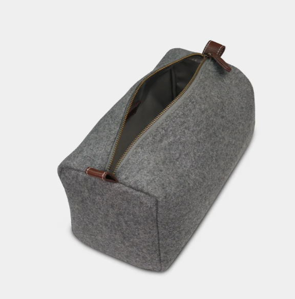 Wool Dopp Kit in Grey with Vault Tiger Patch