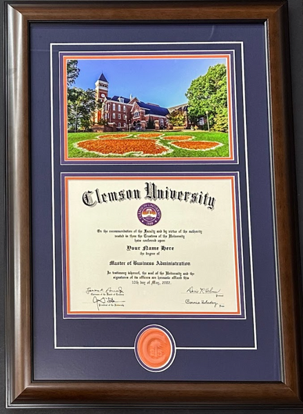 Clemson Diploma Frame - Tiger Paw Tillman Style #97B