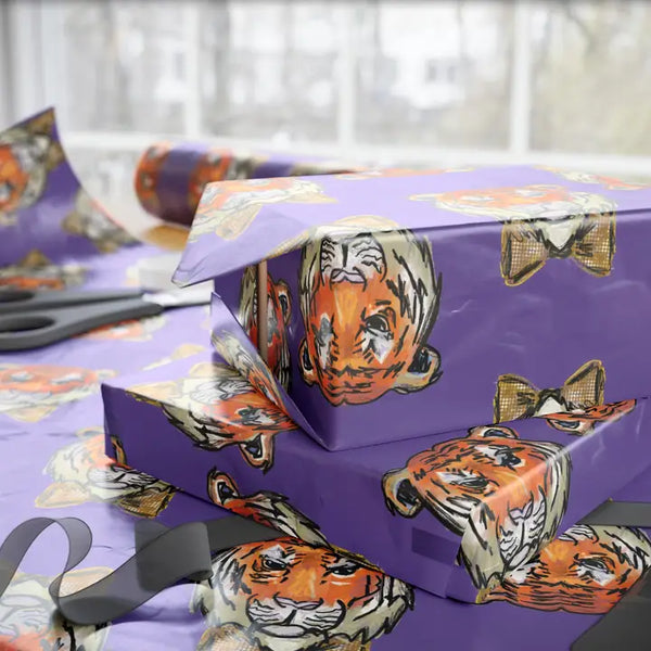 Tiger Purple Wrapping Paper