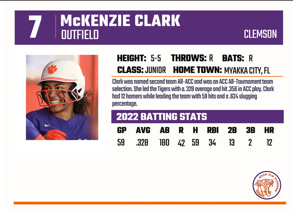 McKenzie Clark Softball Card