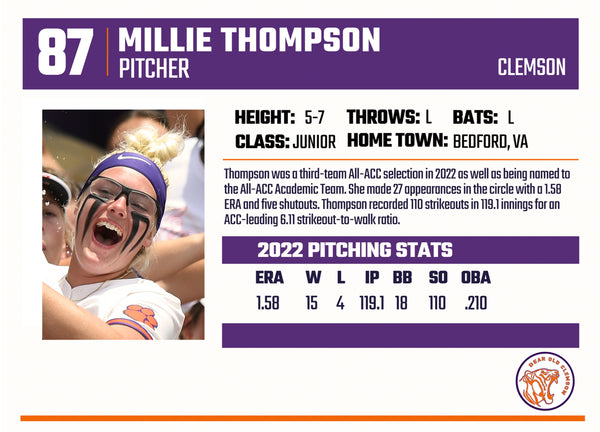 Millie Thompson Softball Card