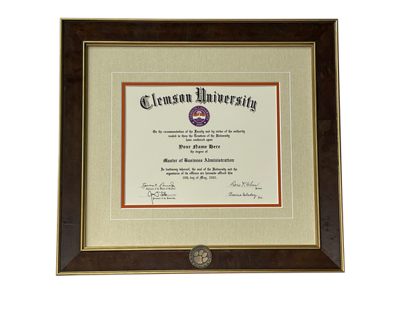 Clemson Coin Inlay Diploma Frame