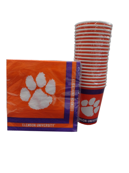 Clemson Paper Napkins or Cups, Sets of 20
