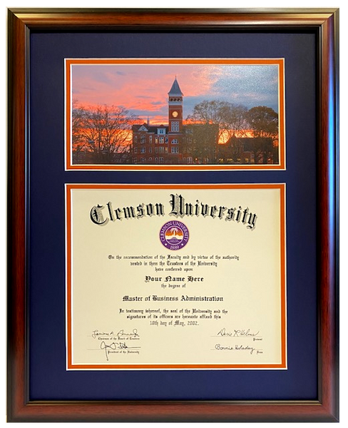 Clemson Diploma Frame Tillman Sunset Style #33