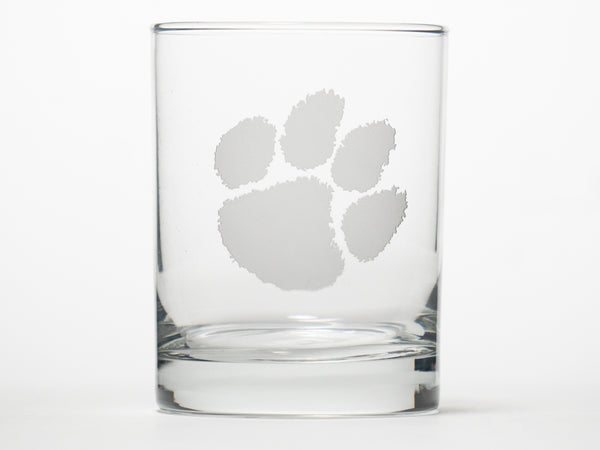 Clemson Deep Etch 14 Oz. Rocks Glass