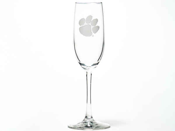 Clemson Deep Etch Champagne Flute
