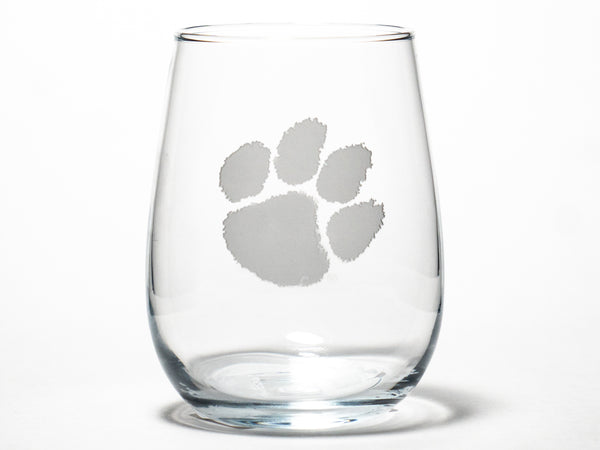 Clemson Deep Etch Stemless Wine Glass