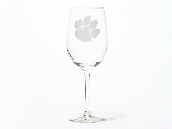 Clemson Deep Etched Stemmed Wine Glass