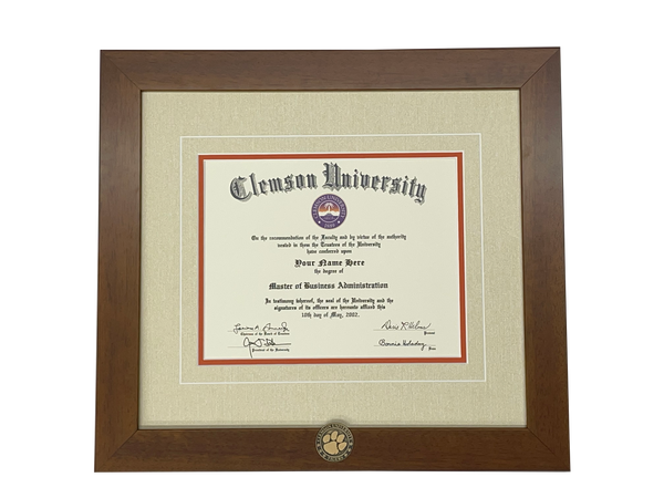 Clemson Coin Inlay Diploma Frame