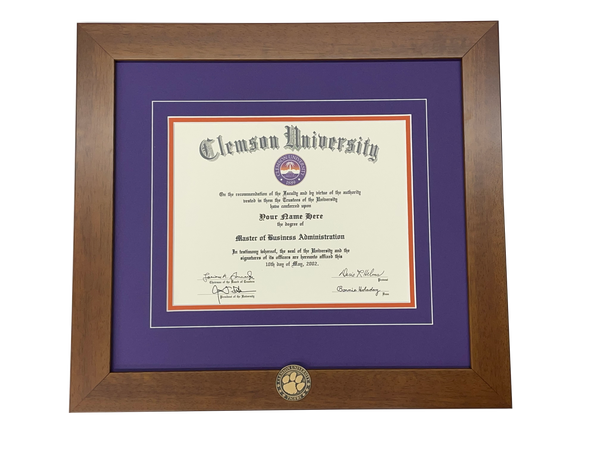 Clemson Coin Inlay Diploma Frame