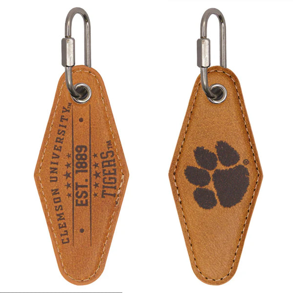 Clemson Burnished Vintage Leather Key Fob