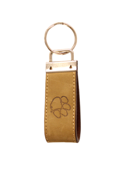Clemson Leather Keychain