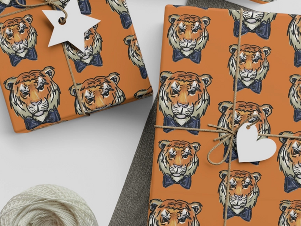 Tiger Purple or Orange Wrapping Paper