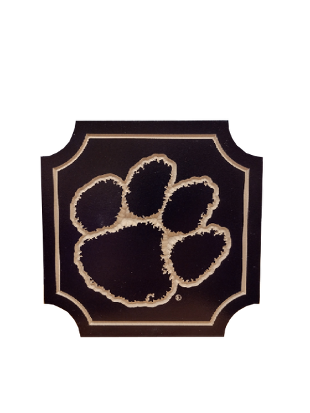 Clemson Paw Carved Plaque