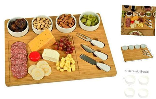 Four Bowl Charcuterie Board with Paw