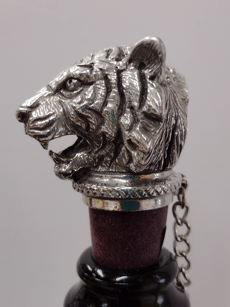 Pewter Tiger Bottle Stopper