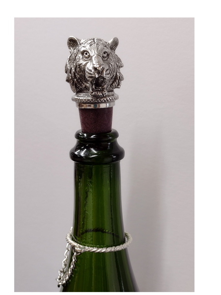 Pewter Tiger Bottle Stopper