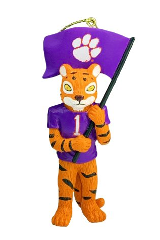 Clemson Tiger Mascot with Flag Ornament