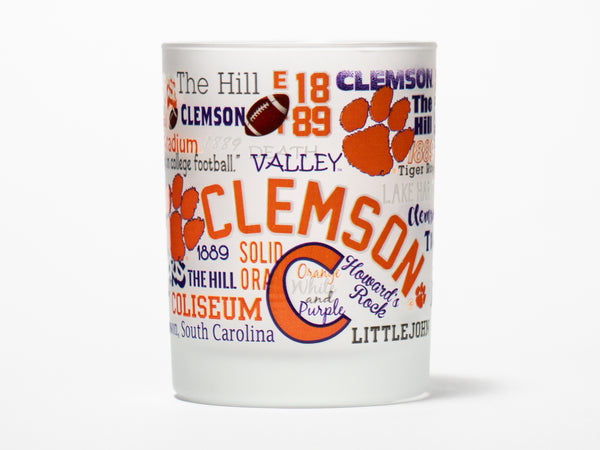 Clemson Wrapped Rocks Glass